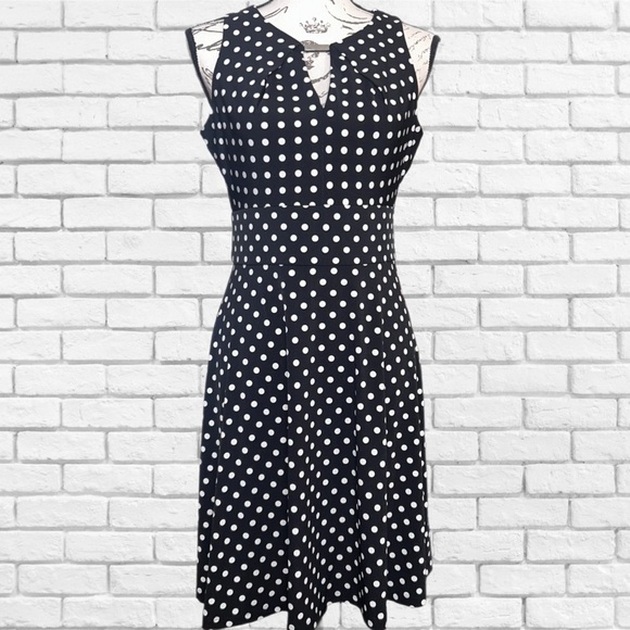 Liz Claiborne Black and White Halter Fit and Flare Midi Dress - Picture 1 of 6